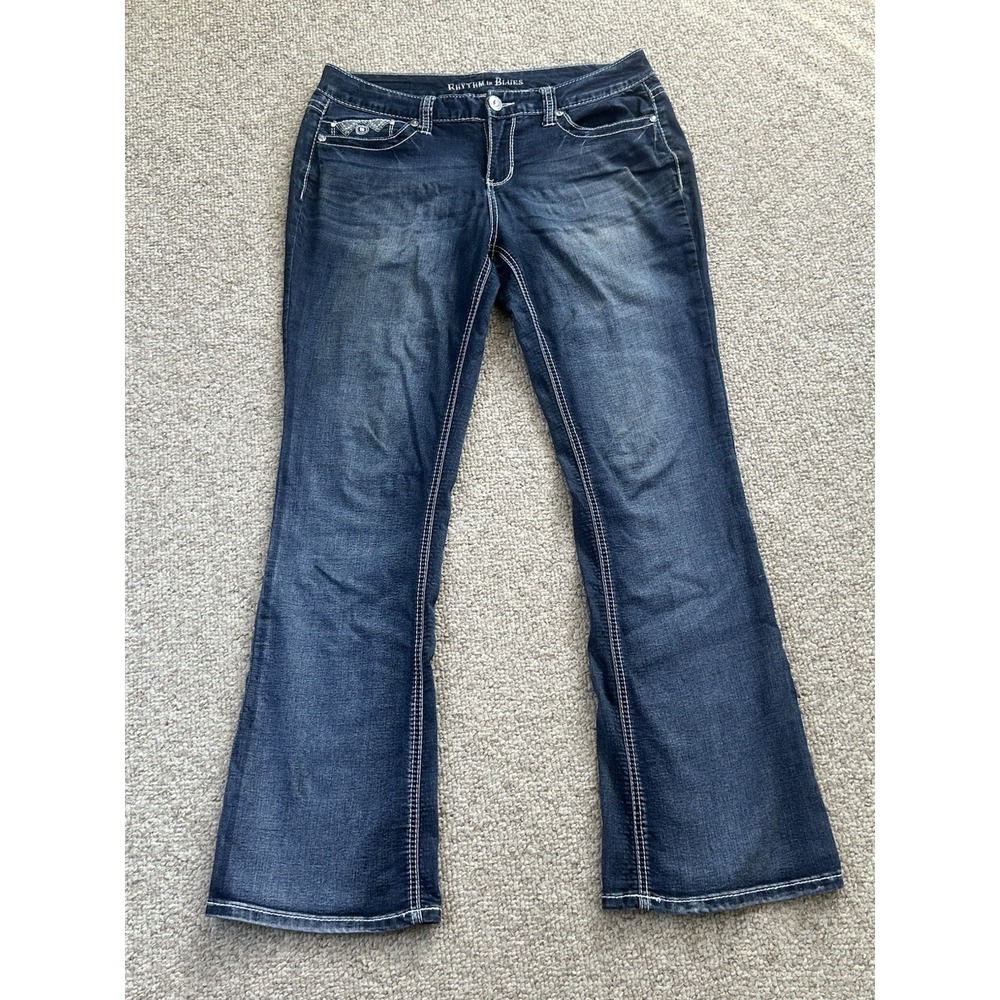 Rhythm In Blues Low Rise Boot Cut Jeans Women's 10Reg(Actual 34x31.5) Hipster